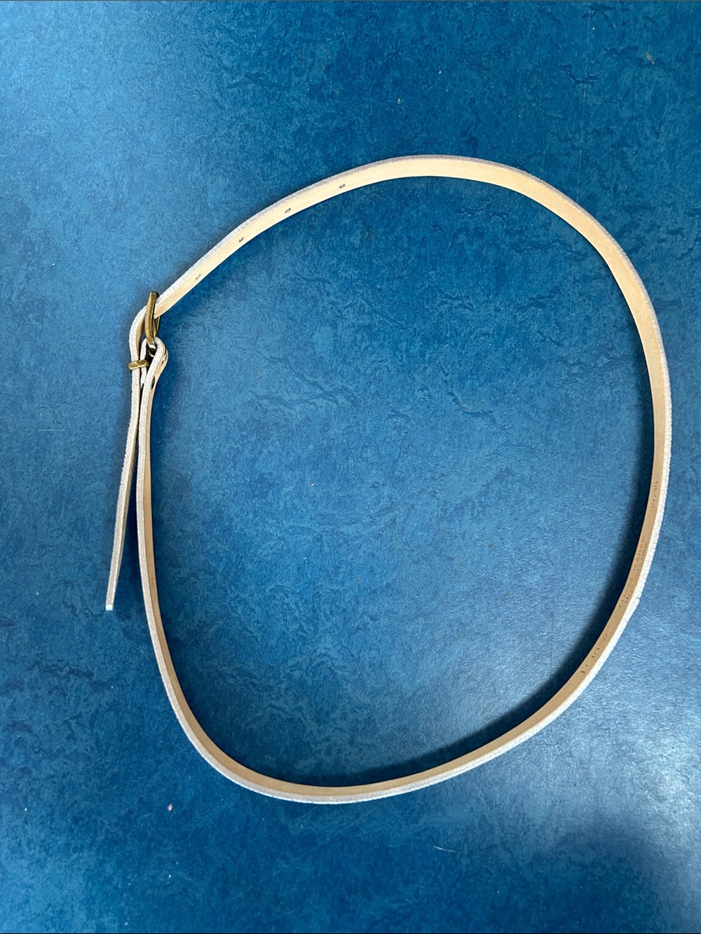 J. Crew Silver Crackle Leather Belt with Gold Buckle - Picture 2 of 5